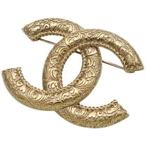 Pre-Owned CHANEL Brooch Coco Carving Women's Metal Gold Champagne Mark (Good)