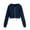 Navy Blue, variant on Dezsed Women's Cropped Zip Up Hoodie Sweatshirt Cropped Cardigan Jacket Casual Long Sleeve Hooded Crop Jacket Top Gray L