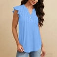 thumbnail image 6 of FRSASU Women's Tank Tops Lace Cap Sleeve Button Down V Neck Summer Casual Loose Fit Trendy Cute Sleeveless Shirts Sky Blue, 6 of 9