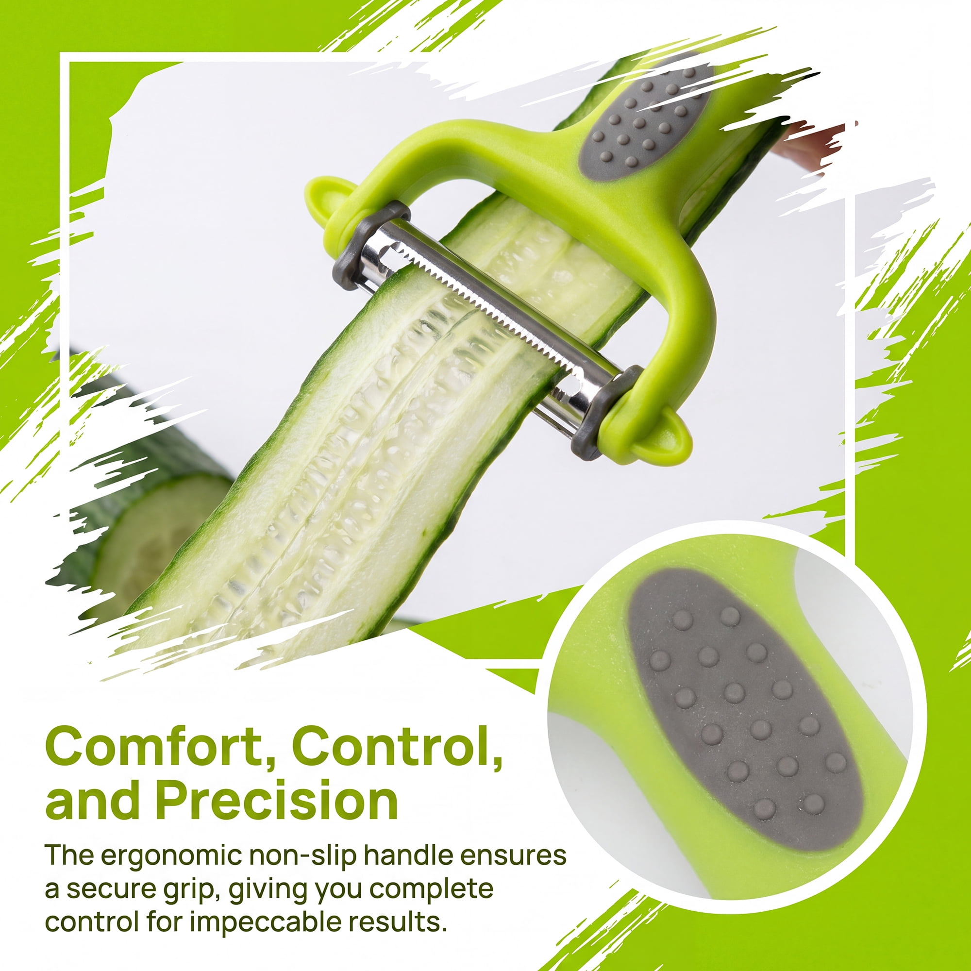 Unique Bargains Vegetable Peeler with Protective Cover and Ergonomic Handle Green 3Pcs