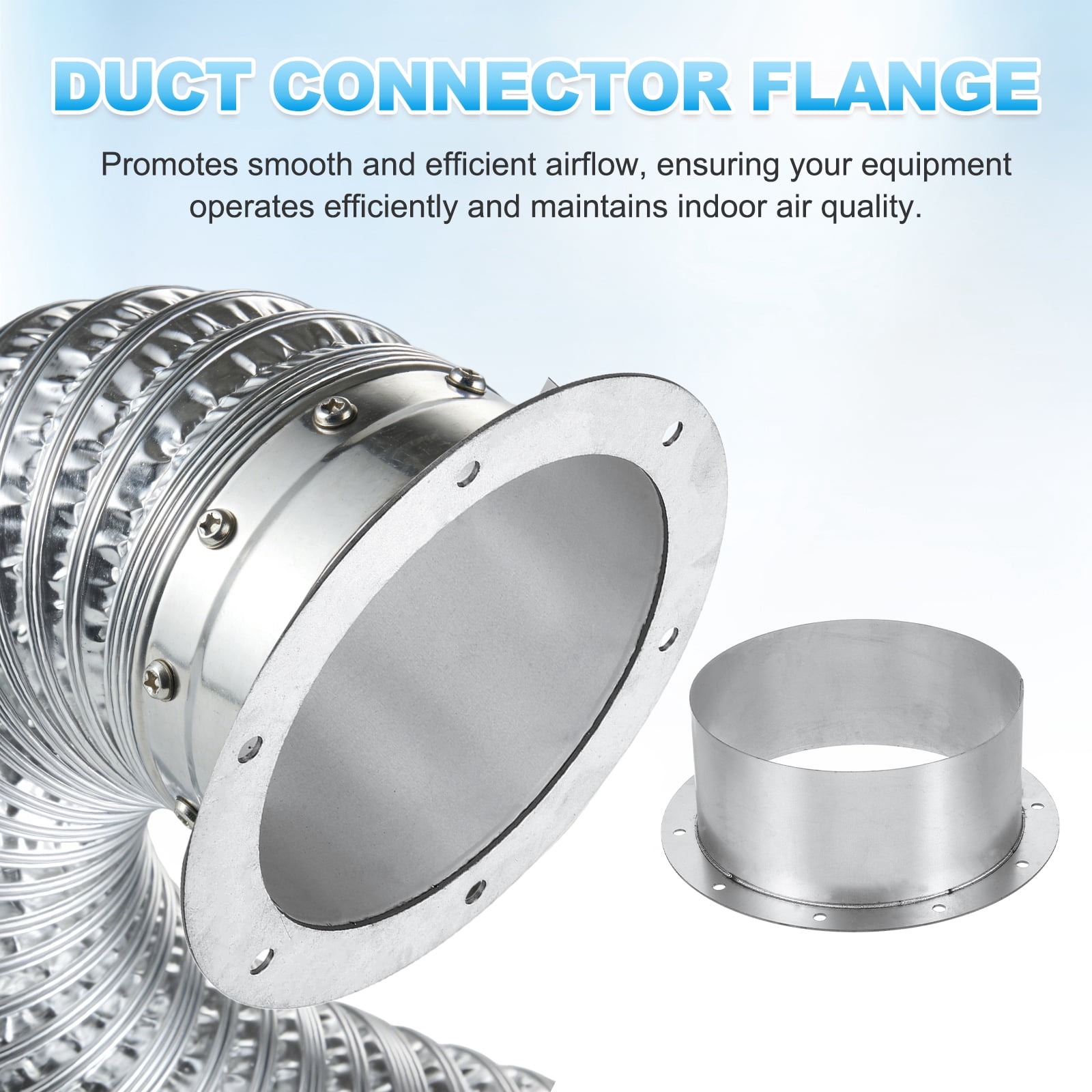 Uxcell Duct Connector Flange (7.9", Silver) -  Galvanised Steel Round Dust Collection Fittings Dryer Vent Exhaust Pipe Hose Flange, Fits Heating Cooling Ventilation HVAC System