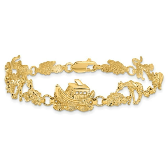 Diamond2Deal 14K Yellow Gold Noah's Ark Bracelet for Women 7"