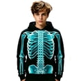 thumbnail image 4 of RUTAYY Boys Casual Hoodie Long Sleeve Halloween Theme Skeleton All Over Print Loose Fit Hooded Sweatshirt Sky Blue, 4 of 4