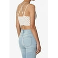 thumbnail image 4 of TheMogan Women's Padded Lace Bralette Cross Strap & Stretchy Smocked Back Crochet Bra Crop Top Cream 3X, 4 of 7