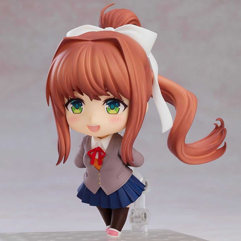 Monika Anime Figure Yuri Action Figurine Cartoon Interchangeable Face Model with Accessories PVC Anime Statue Collection Desktop Ornaments