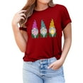 thumbnail image 2 of Pompotops T-shirt Imprimé Nain Col Rond de Pâques pour Femmes Manches Courtes Blouse Décontractée Ample, 2 of 6