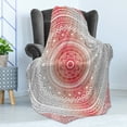 thumbnail image 4 of Ethnic Soft Flannel Fleece Throw Blanket, Hippie Ombre Mandala Cosmos Pattern with Flower Geometrıc Indie Image, Cozy Plush for Indoor and Outdoor Use, 60" x 80", Grey Red, by Ambesonne, 4 of 5