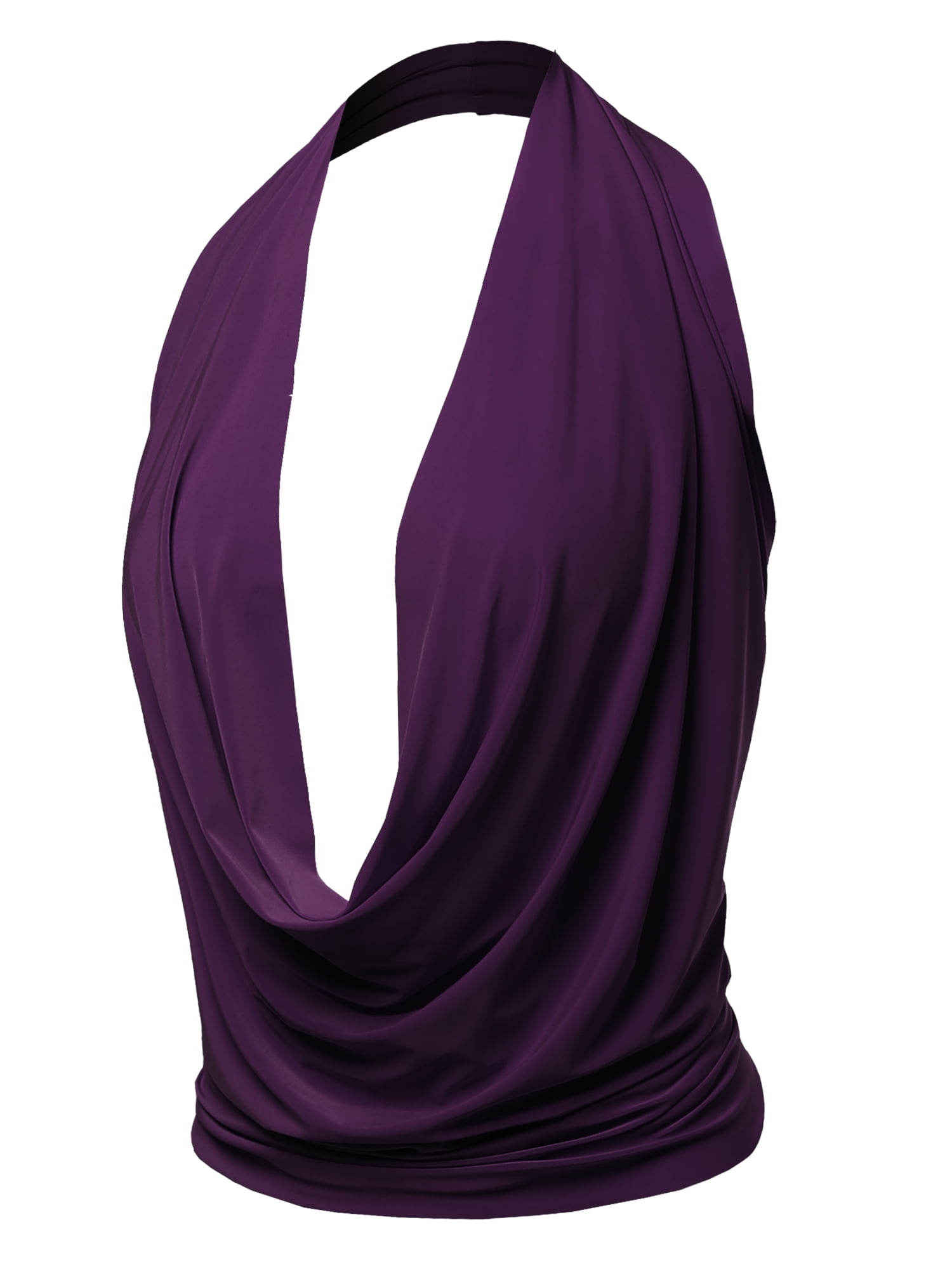 A2Y Women's Sexy Drape Front Deep V-Neck Cowl Neckline Halter Backless ...