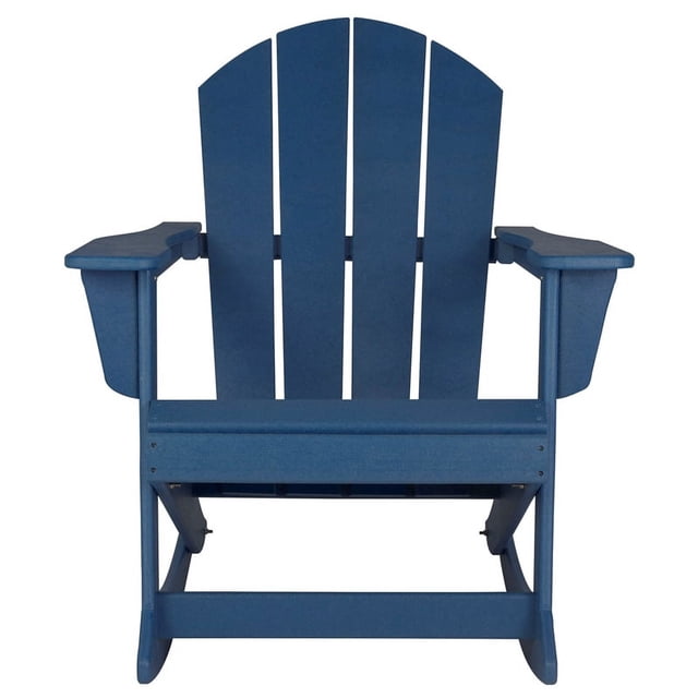 Afuera Living Chaise à Bascule Extérieure Traditionnelle en Plastique Bleu Marine