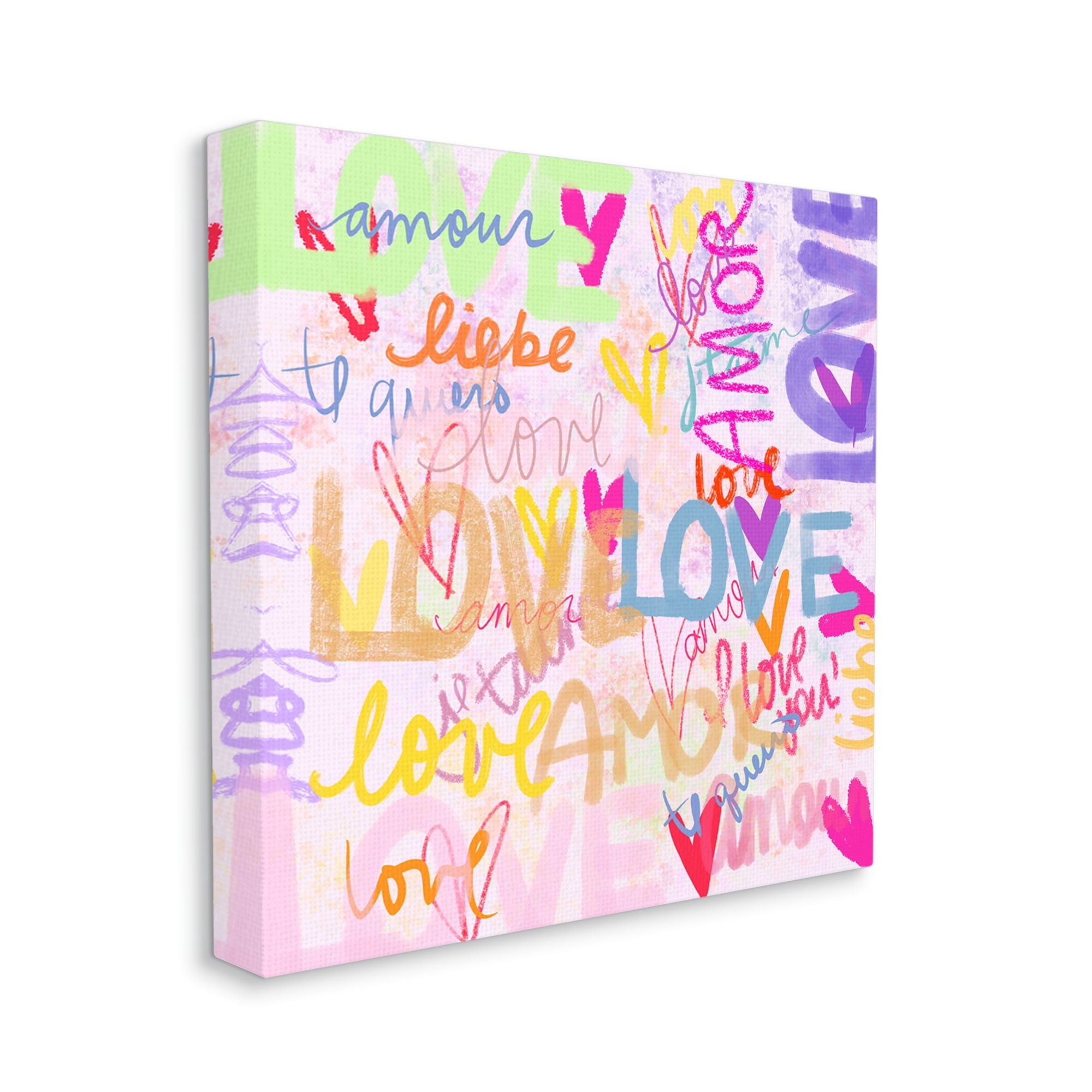 Stupell Industries Bold Abstract Love Words Collage Inspirational Painting Gallery Wrapped Canvas Print Wall Art