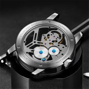 JINLERY Real Tourbillon Skeleton Mechanical Hand Wind Vintage Wrist Watch Men Sapphire Crystal Diamond Business Hollow Manual Winding Luminous Dress Clock Man Stainless Steel Leather Wristwatch