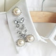 thumbnail image 6 of Women's Embellished Detachable False Collar, Pearl and Rhinestone Chiffon Collar, Elegant Wedding Blouse Accessory, Adjustable Mock Neck Piece for Dresses and Sweaters - White, 6 of 9