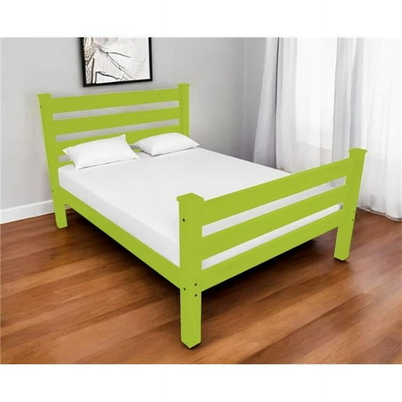 HomeRoots 548167 Lime Green Solid Wood Queen Size Bed Frame, 800 lbs
