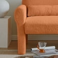 thumbnail image 4 of Modern Accent Chair with Bouclé Fabrics, Comfy Sherpa Loveseat with Lumbar Pillow,  Leisure Single Sofa Chair for living room, Orange, 4 of 6