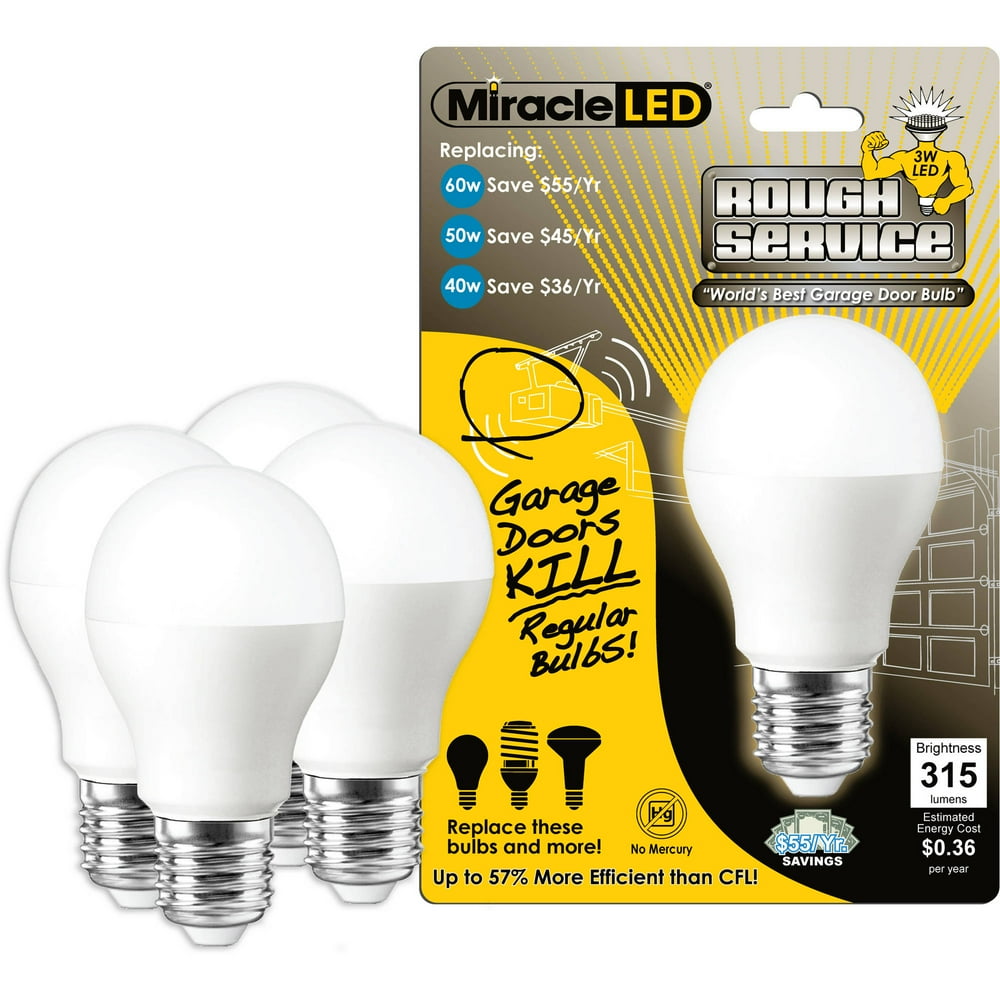Miracle LED "Rough Service" LED Bulb Replace 60W Cool White 4count