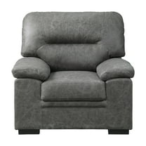 OakvillePark Mandeville Polished Microfiber Upholstered Living Room Chair, Dark Gray
