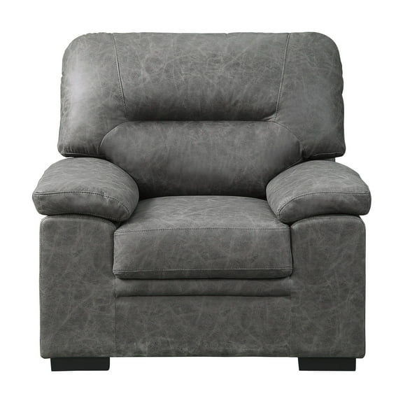 OakvillePark Mandeville Polished Microfiber Upholstered Living Room Chair, Dark Gray