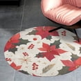 thumbnail image 4 of Christmas Poinsettia Red Flower Round Carpet Circle Rug Outdoor Patio Area Rug Washable Large Area Rugs Hallway Room Decor Fitness Mats, 4 of 8