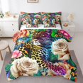 thumbnail image 1 of Cheetah Bed in a Bag Queen 7 Pieces,Colorful Leopard Print Flower Comforter Set Reversible African Safari Animals Design,Soft Breathable Bedding Sets with Comforter,Sheets,Pillowcases & Shams, 1 of 5