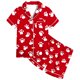 thumbnail image 2 of Odeerbi 2-12 Años Pijama de Satén de Verano Para Niña Con Solapa de Muesca, Camisas de Manga Corta, Pantalón Corto, Estampado de San Valentín, Ropa de Dormir, 2 of 6