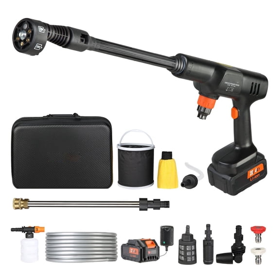 Cordless Pressure Washer 652 PSI 1.0 GPM Portable Cleaner, Handheld Car Wash Gun with 4.0Ah Battery & Charger, 6-in-1 Nozzle for Home, Patio, Floor Cleaning