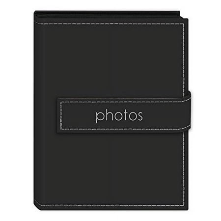 Pioneer Photo Albums 36-Pocket 4 by 6-Inch Embroidered "Photos" Strap Sewn Leatherette Cover Photo Album, Mini, Black