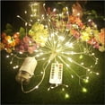 thumbnail image 2 of ※Luces de hadas de fuegos artificiales de 198 LED, 8 modos de luz, luces de diente de león, decoración navideña para jardín al aire libre a prueba de agua, blanco cálido, 2 of 6