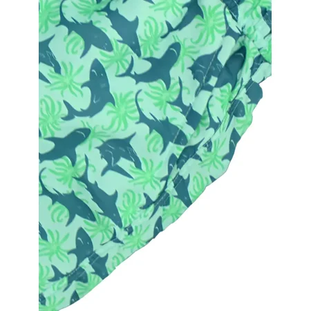 

GEDER-F Boys Casual Cute Cartoon Trunks With Shark Print Quick Dry Drawstrings Swimming Shorts For Summer Outdoor Beach