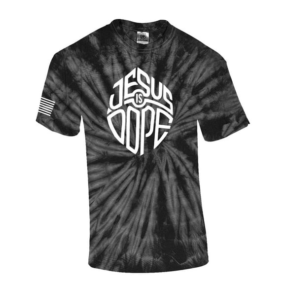 Jesus Is Dope Shield Bible Scripture Mens Christian Tshirt Jesus Cross Short Sleeve T-shirt Graphic Tee-Black Tie Dye-large