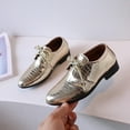 thumbnail image 4 of BOBOGOJP Boys Oxford Dress Shoes Classic Formal Leather Lace up Pointed Toe Uniform Fashion Sneakers Gold for 10.5, 4 of 9