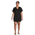 thumbnail image 2 of Time and Tru Women's Plus Size Lurex Stripe Terry Cloth Hooded Cover Up, 2 of 5