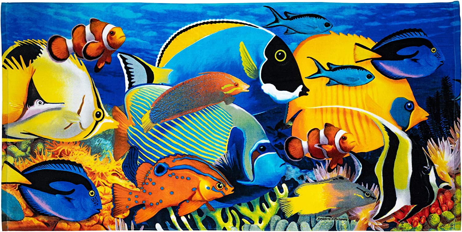 Coral Reef Tropical Fish Super Soft Plush Cotton Beach Bath Pool Towel