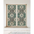 thumbnail image 2 of Window Privacy Film Green Boho Stained Glass Window Film Decorative Sun Block Window Cover Retro Southwest Abstract Flowers Motifs Window Clings Static Adhesive Sticker for Bathroom 23.6"x59", 2 of 7