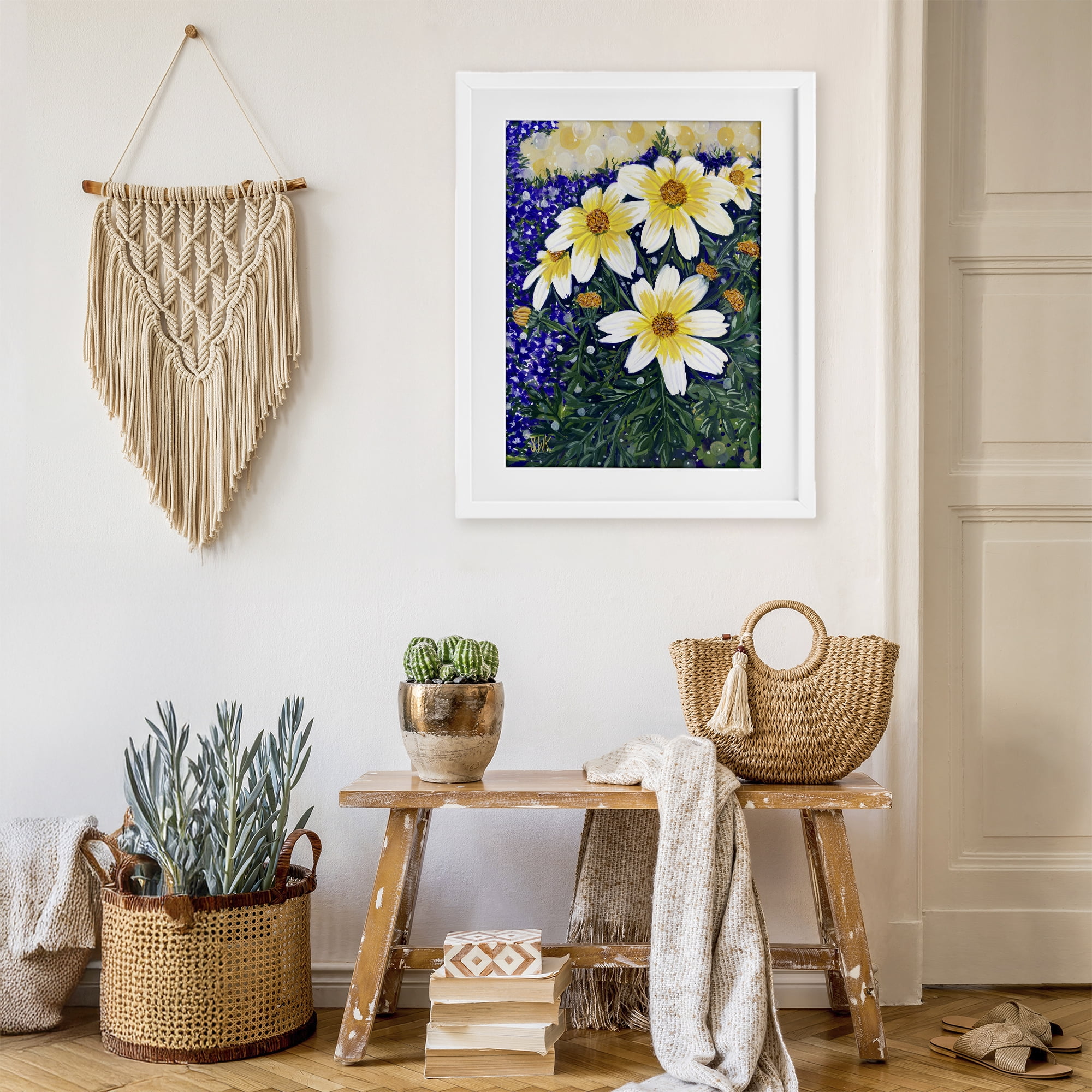 Stupell Industries Summer Garden Cosmos White Framed Print Under Glass, design by Sarah Waldron Kimball