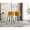 thumbnail image 4 of Guyou 30" Counter Height Bar Stool Set of 2, Modern Linen Upholstered Bar Stool with Channel Tufted Backrest and Metal Legs for Kitchen Island Bar Restaurant, Yellow, 4 of 13