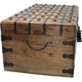 thumbnail image 2 of Nautical Cove XX-Large Pirate Treasure Chest with Antique Iron Lock & Skeleton Key, 20 x 11.75 x 9 Inch Handcrafted Wooden Storage Chest with Hinged Lid, Rustic Pirate Decor & Keepsake Box, 2 of 7
