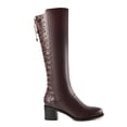 thumbnail image 2 of Ferwind Women's Knee-High Riding Boots Rear Lace Up Adult Brown  8, 2 of 9