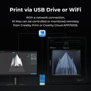 طابعة Creality K1 Max 3 D مع 600 mm/s عالية السرعة تنصهر ترسب النمذجة 3 D الطباعة الذكية AI وظيفة 300°C ارتفاع درجة الحرارة فوهة الطارد المباشر السيارات التسوية الطباعة حجم 11.81 x11.81x11.81