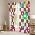 thumbnail image 3 of Homewish Boys Girls Groovy Flower Blackout Curtains Set of 2 (52x84 Each),Geometric Plaid Window Curtains,Vintage Aesthetic Curtains and Drapes,Breathable Home Decor, 3 of 6