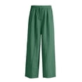 thumbnail image 4 of Cutuoiiu Women's Solid Color Drawstring Waist Cotton Linen Pants with Pockets Casual Ruched Wide Leg Trousers Gifts, 4 of 5