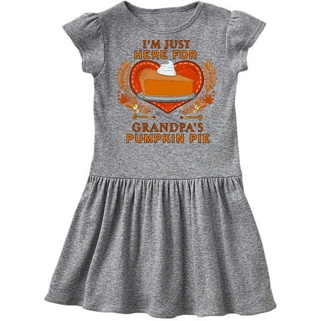 

Inktastic I m Just Here for Grandpa s Pumpkin Pie with Heart Gift Toddler Girl Dress