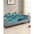 thumbnail image 2 of Teal Marble Sofa Couch Cushion Covers Washable, Removable Stretchable Sectional Couch Covers, Impressionist Ink Painted Abstract Slipcovers for L & T Shape Sofa Furniture Protector S Size 2 pcs, 2 of 7