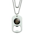 thumbnail image 1 of Fire Snake and Skull Biker Motorcycle Flames Racing Military Dog Tag Bottle Opener Pendant, 1 of 4
