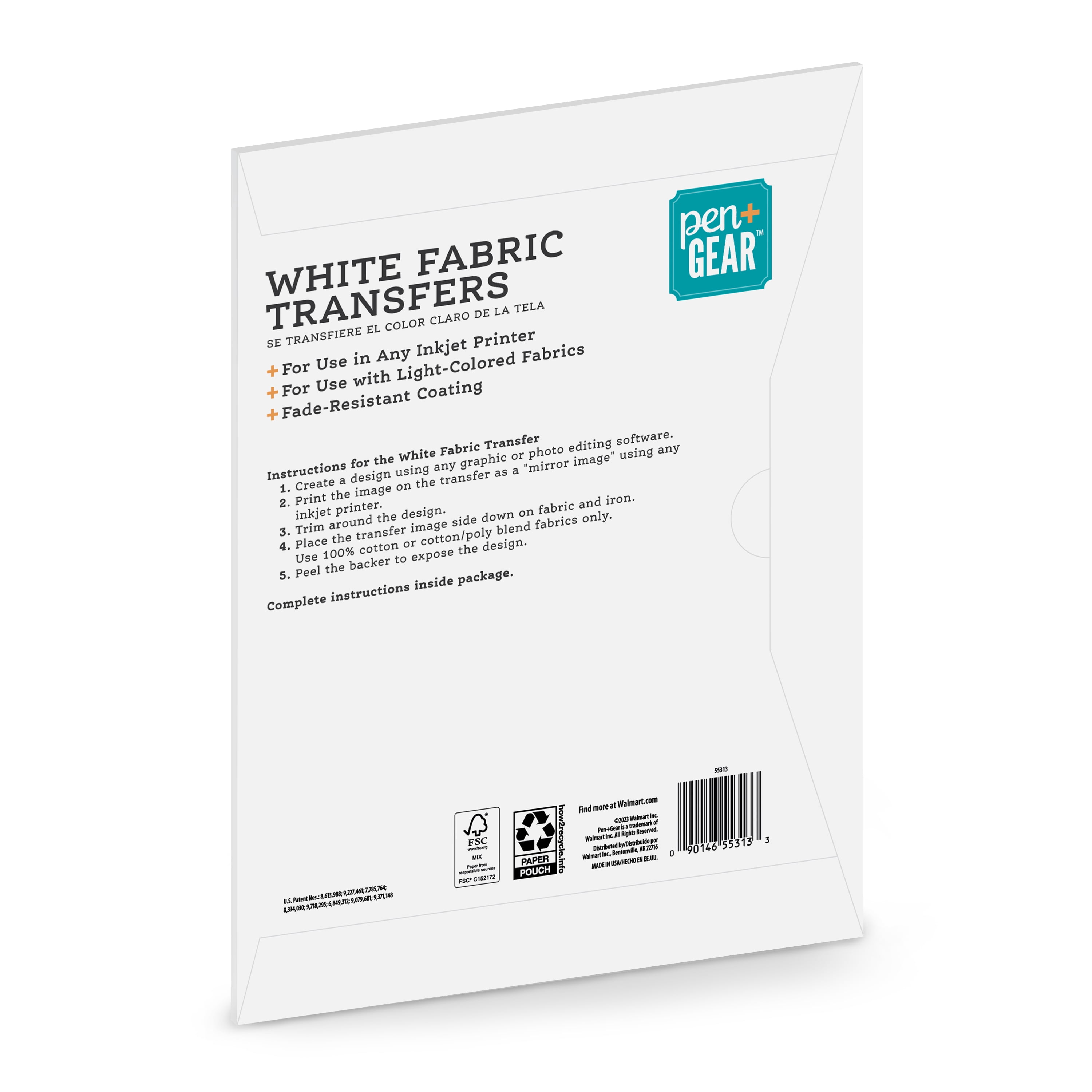 Pen + Gear White & Dark Fabric Transfer Paper, 8.5 x 11, 15 Sheets (55164)  1 PK