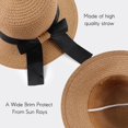 thumbnail image 3 of CAILDANL Women,Little Girls Straw Sun Hat Summer Beach Cap Foldable Visor Floppy Hats Wide Brim with Bowknot, 3 of 5