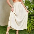 thumbnail image 4 of Dvprdro Women's Fashion Hollowed Out Long Skirts Summer Casual High Waist Solid Flowy A Line Maxi Skirt Beige Sizes S, 4 of 5
