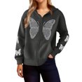 thumbnail image 2 of CharmCyan Women's Casual Loose Winter Butterfly Zipper Hooded Long Sleeve Pocket Jacket Dark Gray XL, 2 of 2