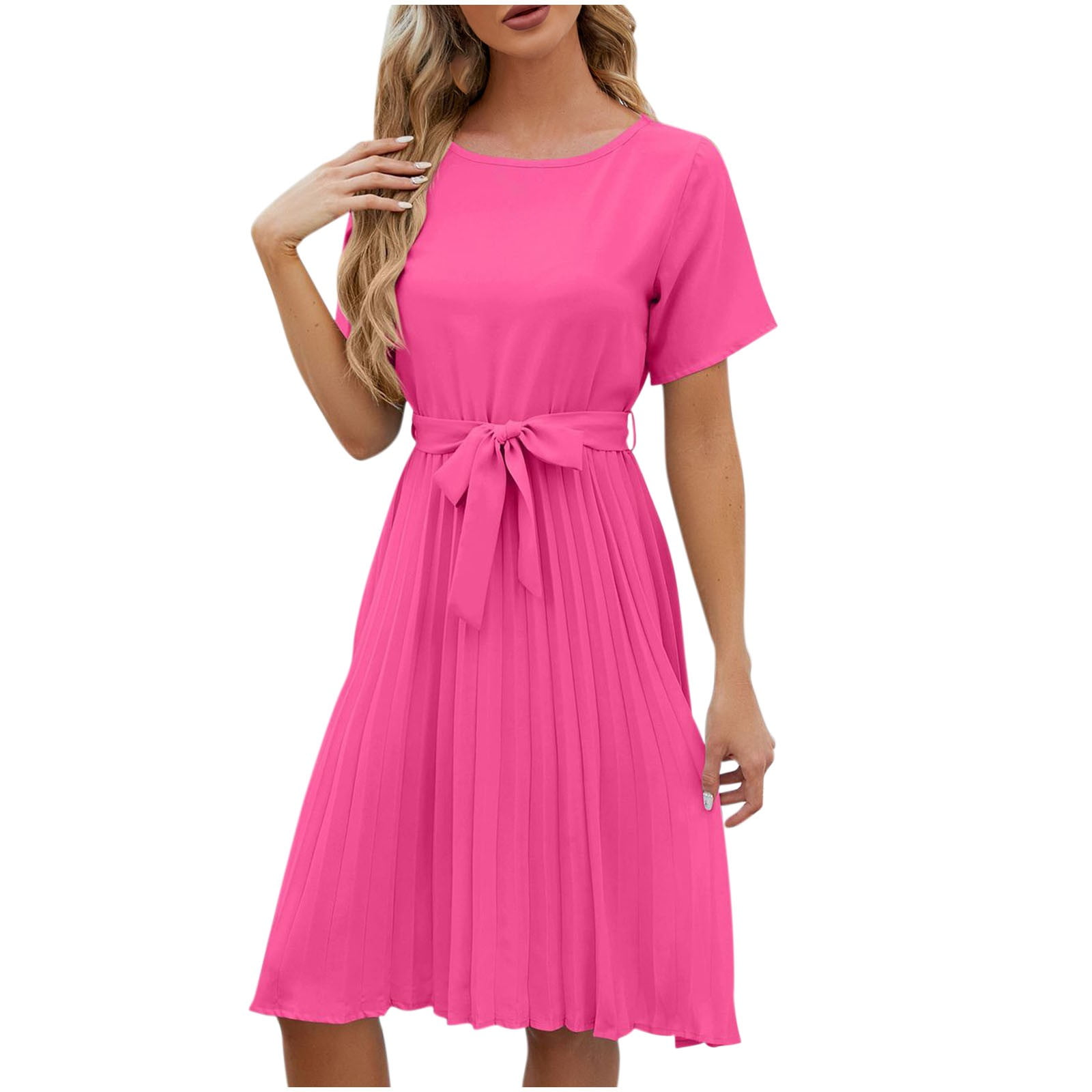 strapless open back dress Women Pleated A-Line Mini Swing Dress – Grunge Wear main image 1
