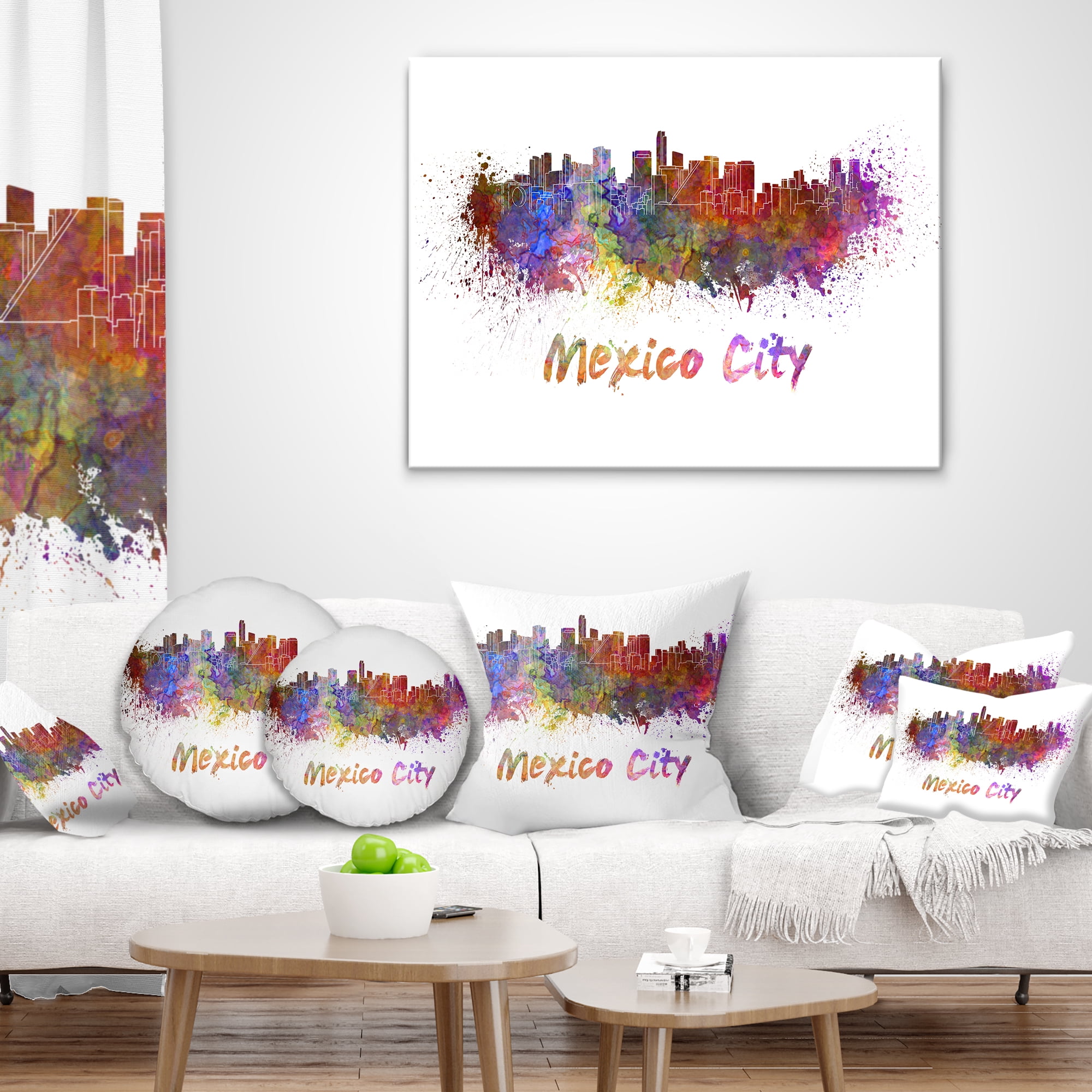 Designart Mexico City Skyline - Cityscape Throw Pillow - 16x16