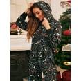 thumbnail image 7 of Plaid Hooded Jumpsuit for Women Long Sleeve Zip Front Playsuit Romper With Pocket Winter Holiday Xmas Christmas Onesie Pajamas Drawstring, 7 of 7